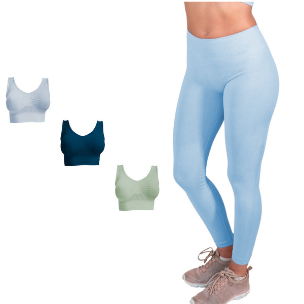 Bundle gym dama 1 leggins y 3 fresh bra |M6005+2024 (3PZS)