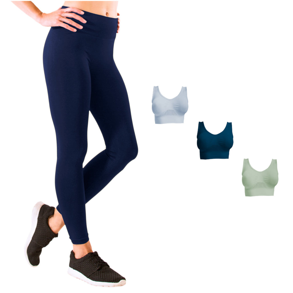 Bundle gym dama 1 leggins y 3 fresh bra |M6005+2024 (3PZS)