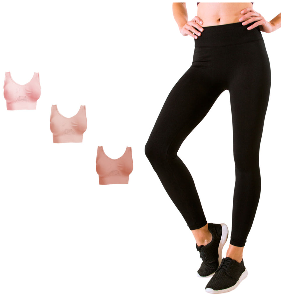 Bundle gym dama 1 leggins y 3 fresh bra |M6005+2024 (3PZS)