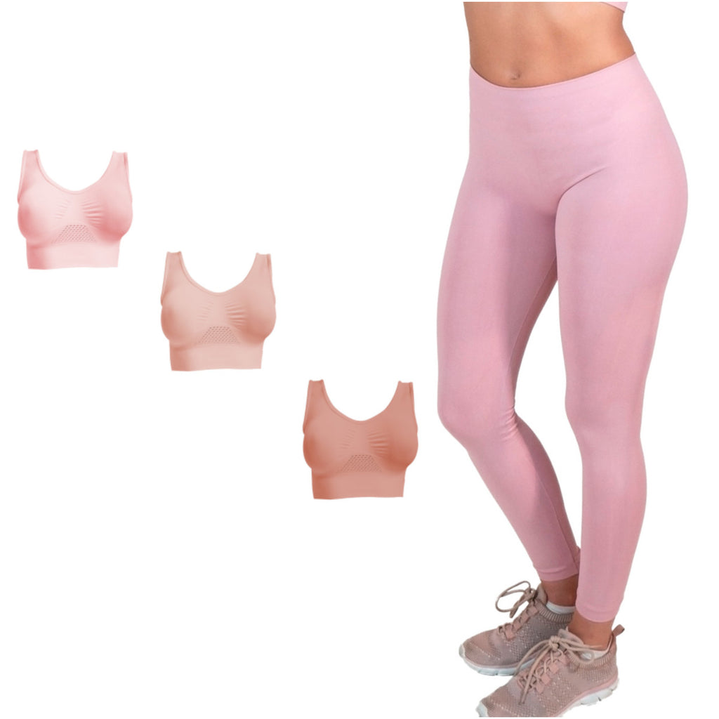 Bundle gym dama 1 leggins y 3 fresh bra |M6005+2024 (3PZS)