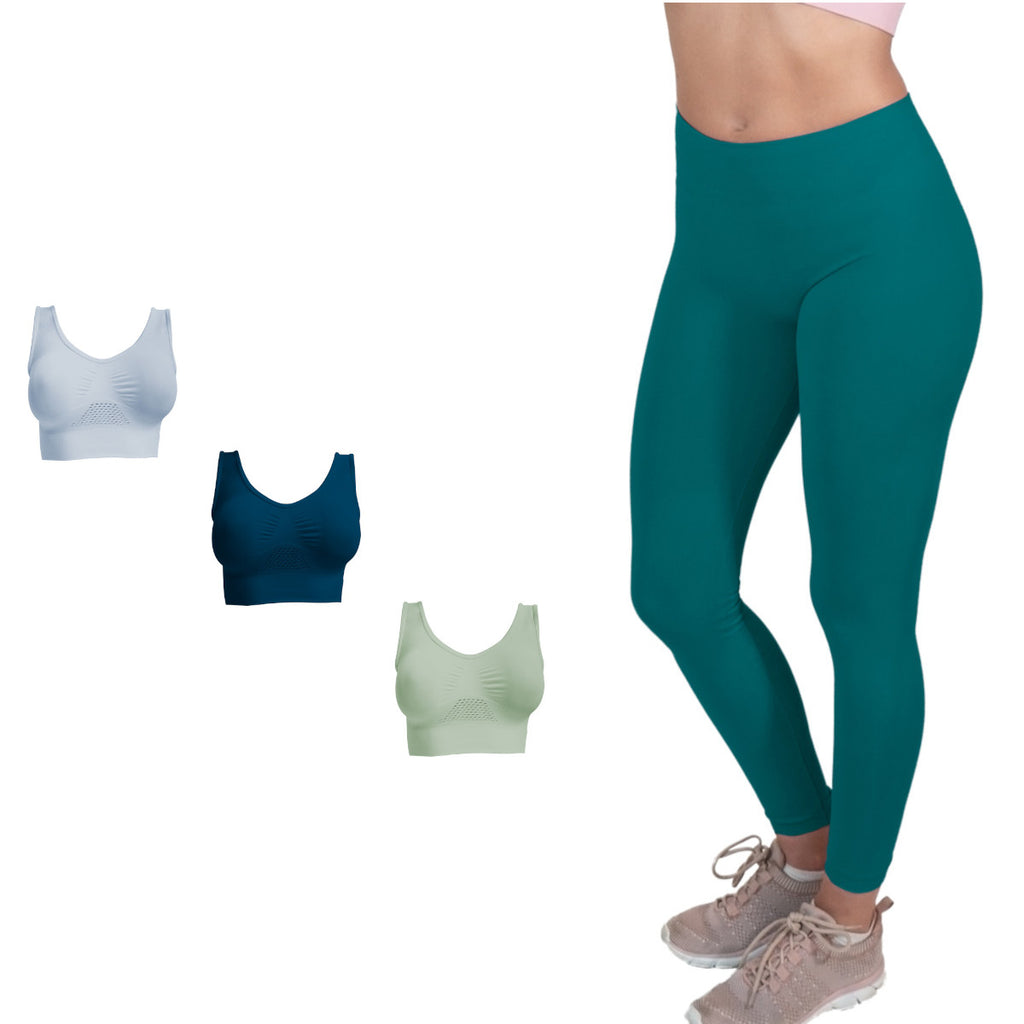 Bundle gym dama 1 leggins y 3 fresh bra |M6005+2024 (3PZS)